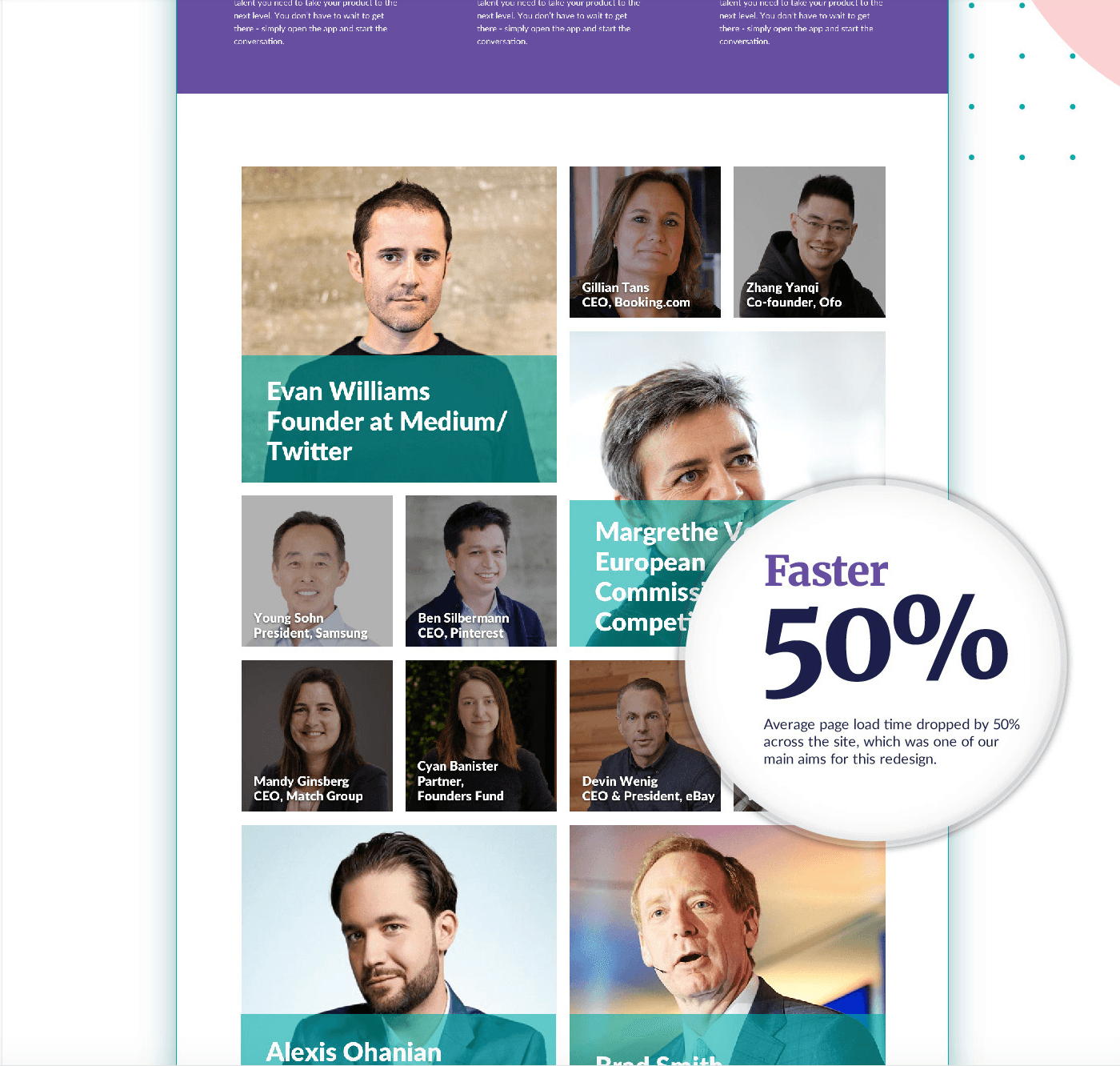 A screenshot of the Web Summit website redesign case study.